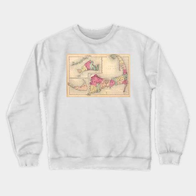 Vintage Map of Cape Cod (1871) Crewneck Sweatshirt by Bravuramedia